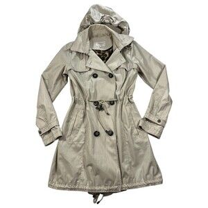 Laundry by Shelli Segal Double‎ Breasted Hooded Trench Coat Cream Size M
